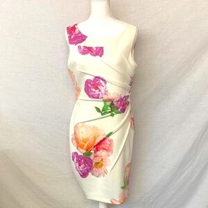 Calvin Klein Floral Mini Dress - Cream and Pink